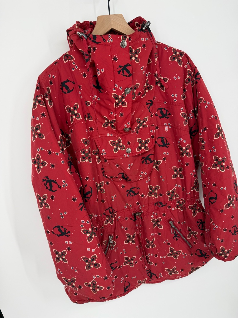 Vintage 90s L.L.Bean Red Bandana Ski Anorak Jacket Women’s XL Pullover
